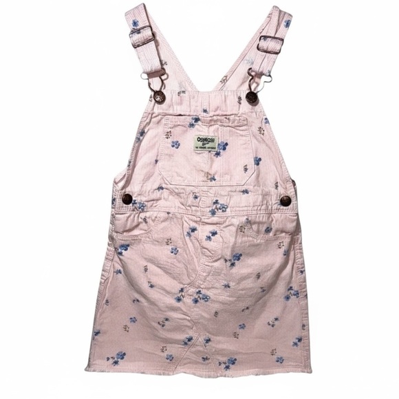 OshKosh B'gosh Other - OshKosh B'gosh Baby Pink Pinstriped Watercolor Floral Print Overalls Dress